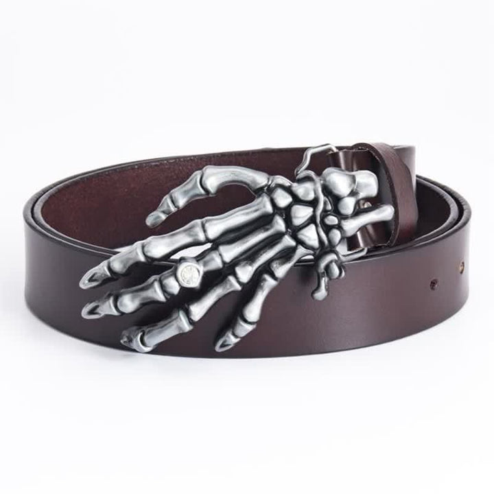 Cintura in pelle da uomo con scheletro punk rock