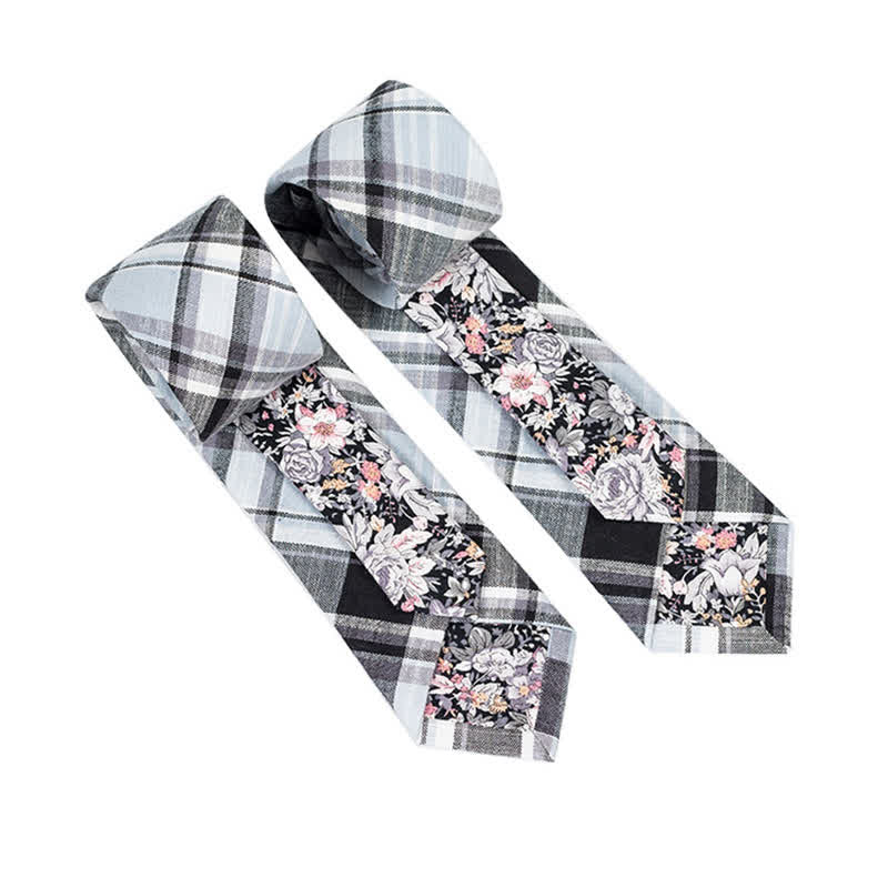 Cravatta da uomo con motivo patchwork floreale a quadri