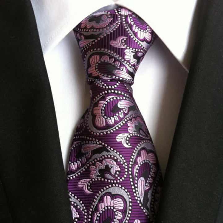 Cravatta da uomo con motivo Paisley a onde marine - Viola - image 2