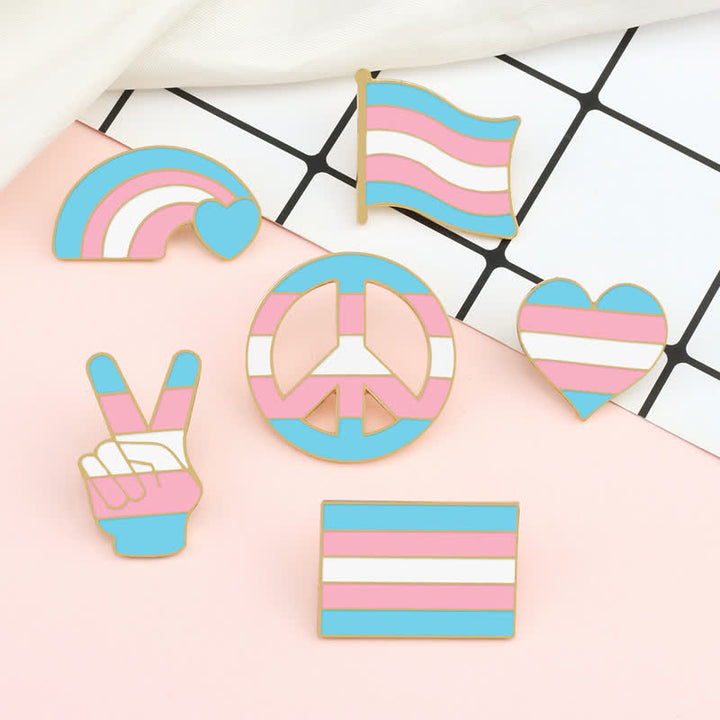 Spilla con bandiera arcobaleno rosa e blu Pride Day da 6 pezzi