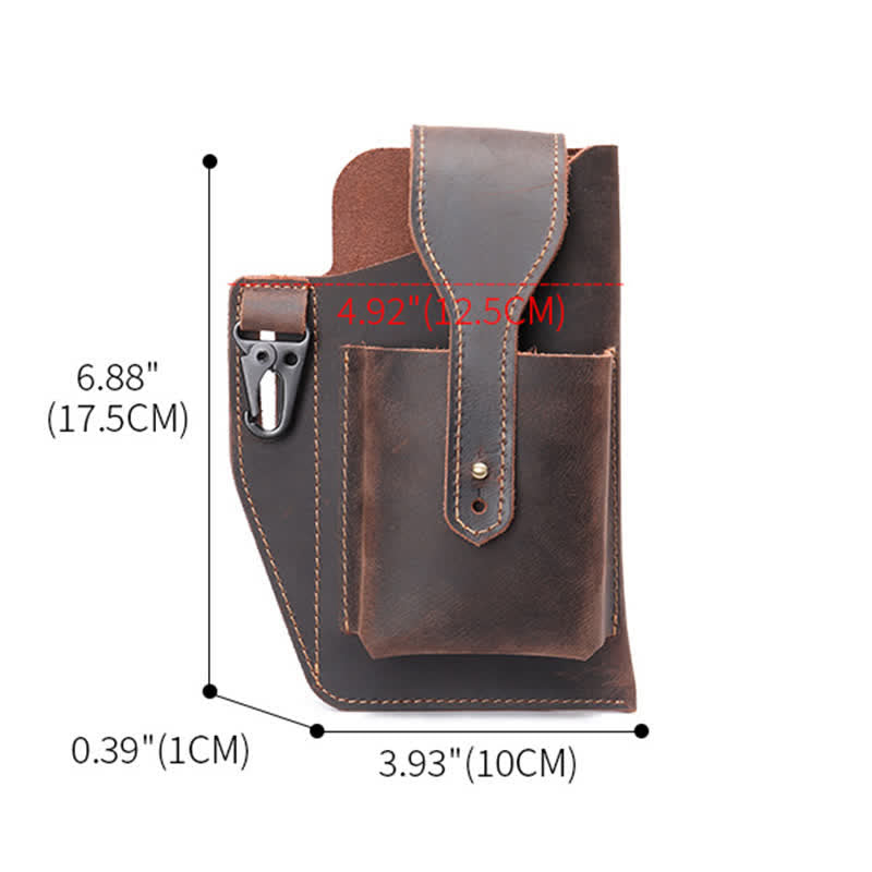 Borsa a tracolla in pelle Crazy Horse minimalista per telefono - image 11