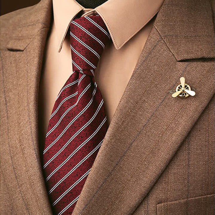 Cravatta da uomo a righe sottili rosso scuro e bianco - Rosso scuro - image 0