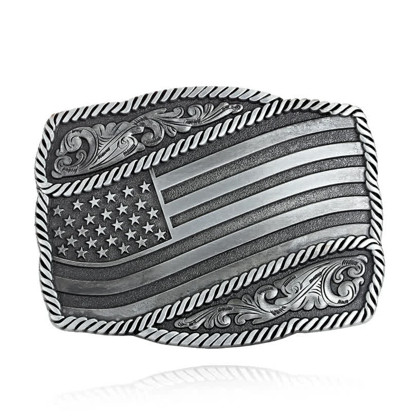 Cintura in pelle con fibbia anticata bandiera americana fai da te da uomo