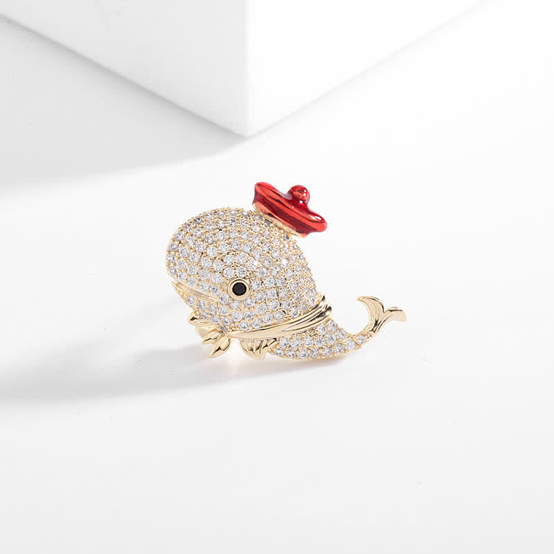 Spilla balena con strass marini da donna