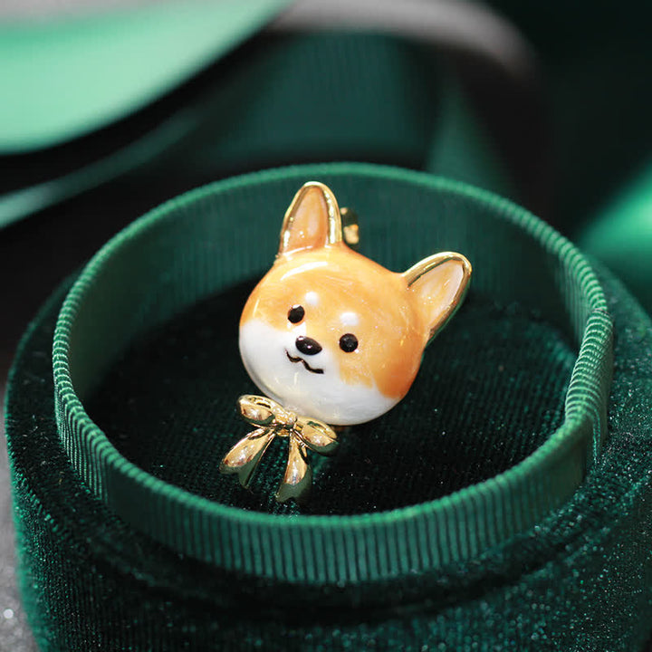 Spilla unisex carina in smalto a forma di cane Shiba Inu