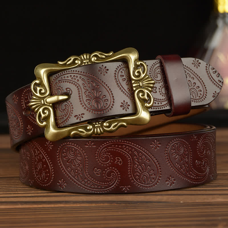 Cintura decorativa in pelle floreale retrò da donna