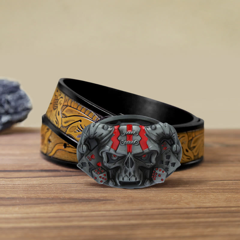 Cintura in pelle con fibbia Joker Clown Skull fai da te da uomo