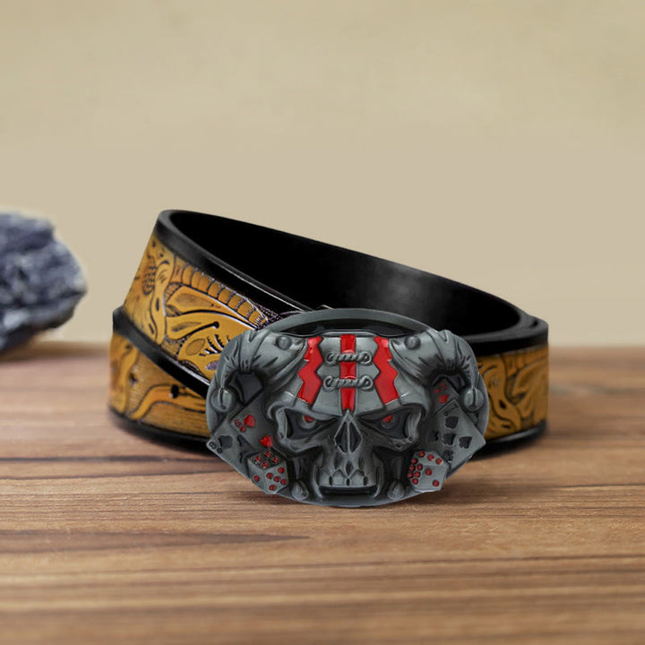Cintura in pelle con fibbia Joker Clown Skull fai da te da uomo