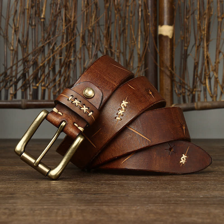 Cintura in pelle con intaglio elaborato vintage da uomo