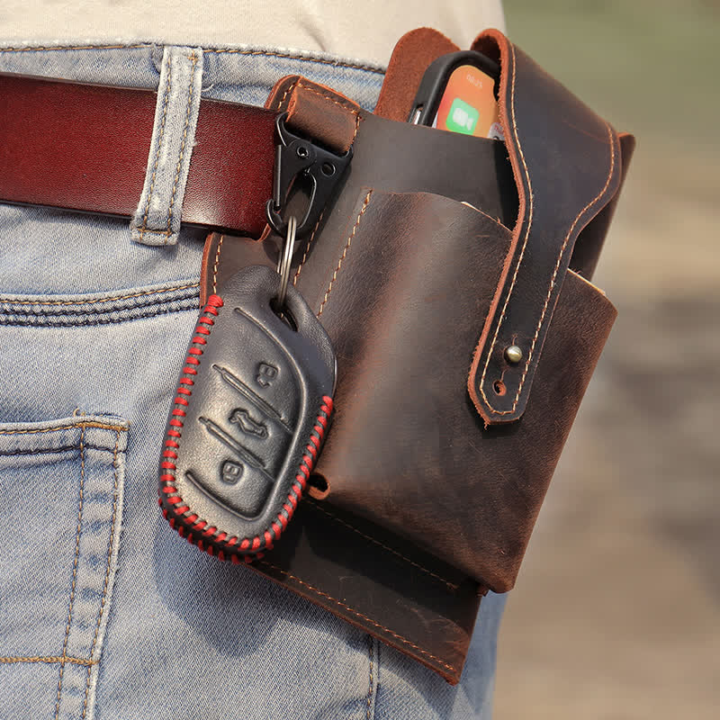 Borsa a tracolla in pelle Crazy Horse minimalista per telefono - image 13