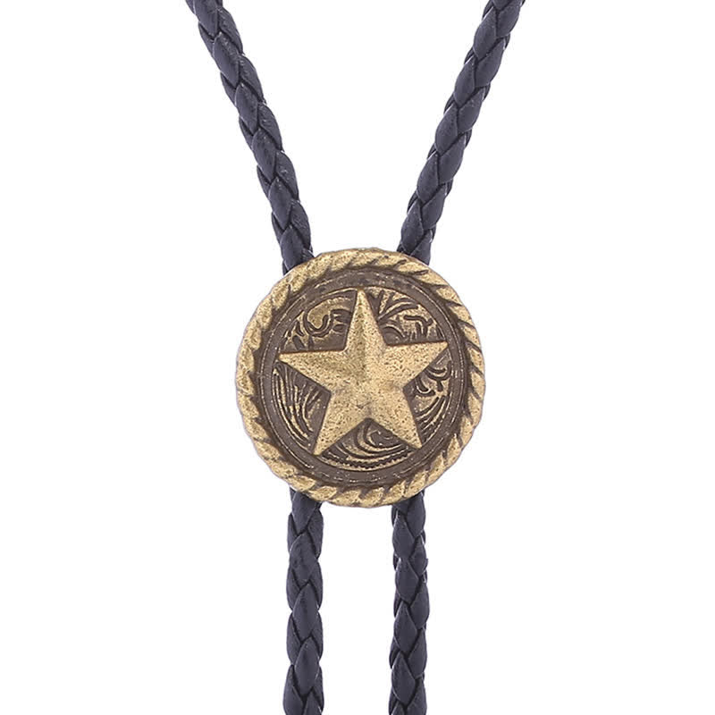 Cravatta Bolo in pelle intrecciata a forma di stella a cinque punte