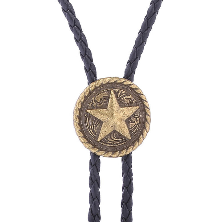 Cravatta Bolo in pelle intrecciata a forma di stella a cinque punte