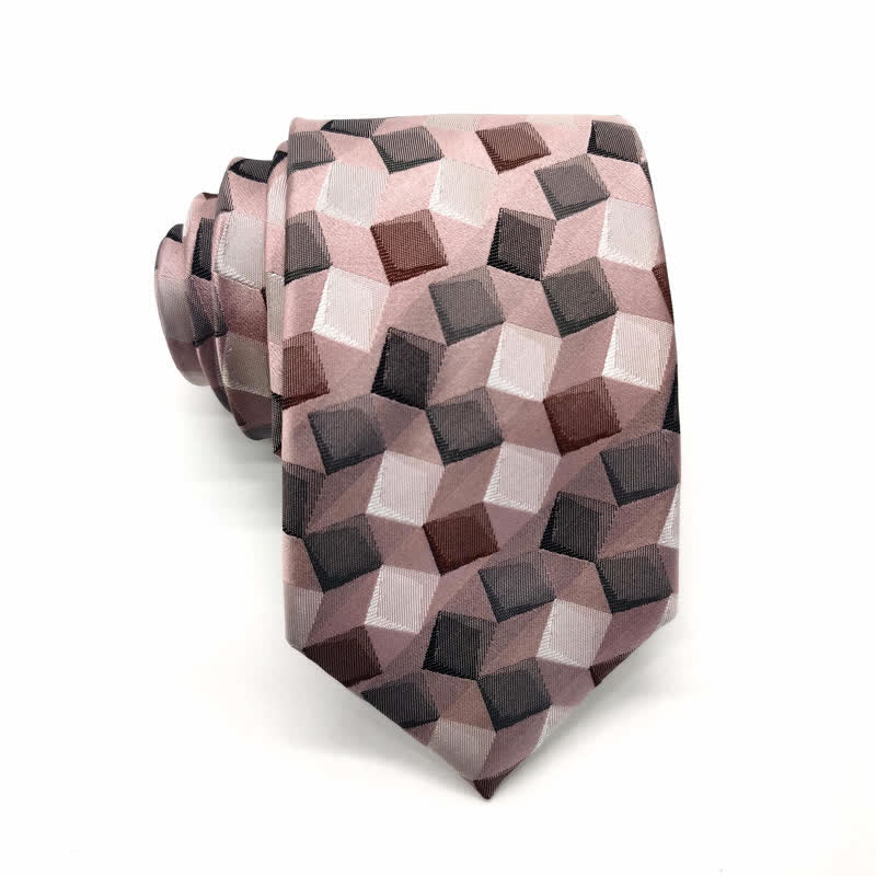 Cravatta da uomo in pura seta con motivo geometrico quadrato colorato