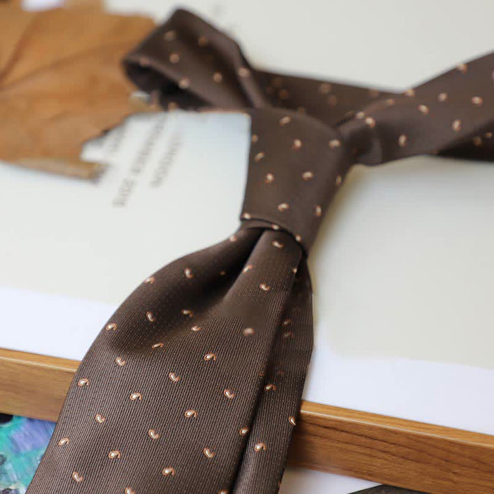 Cravatta da uomo con motivo Paisley a righe della serie Coffee Colors