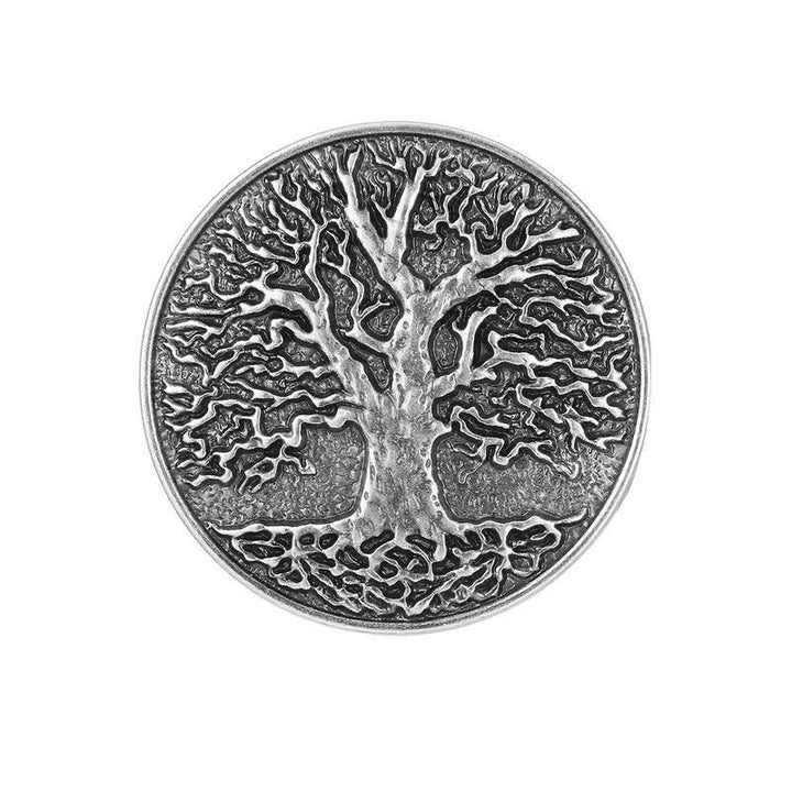 Cintura in pelle con fibbia rotonda fai da te con albero della vita da uomo - image 6