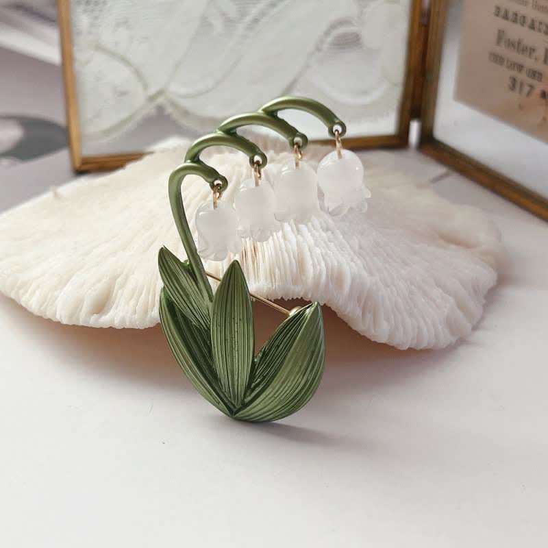 Spilla da donna con mughetto bianco puro