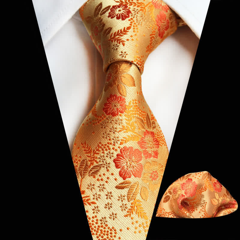 Set di 2 cravatte floreali con fiori di prugna da uomo