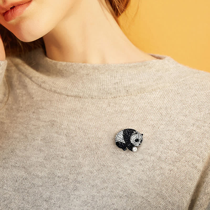 Spilla da donna a forma di panda scintillante
