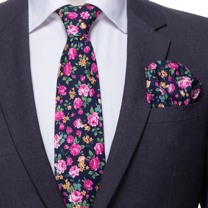 Set di 2 cravatte floreali da uomo con motivo a margherita e rosa