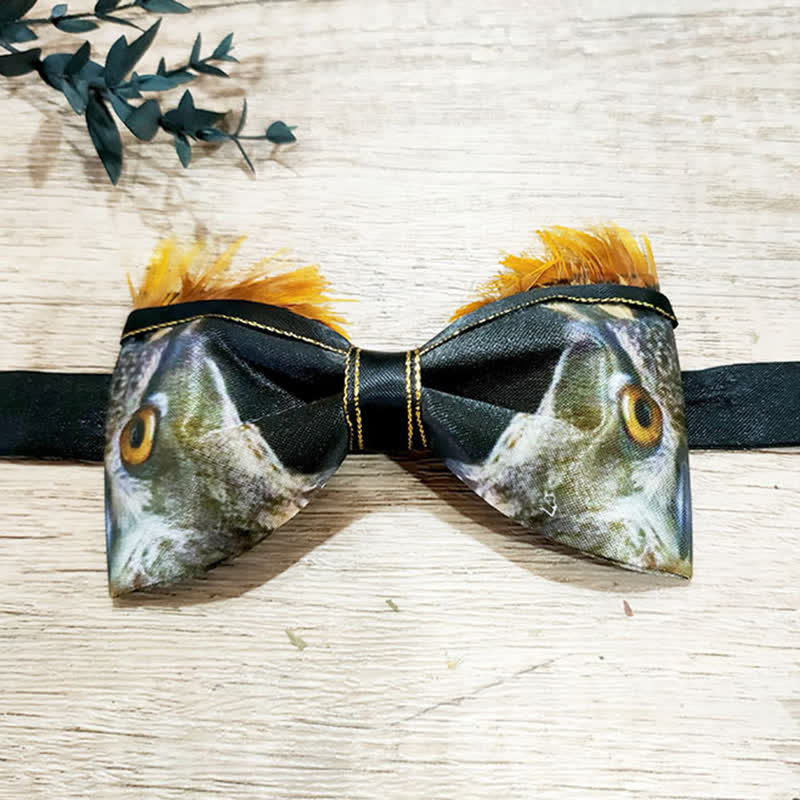 Papillon con piume di gufo divertenti da uomo