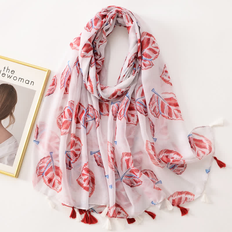 Sciarpa sottile con nappe floreali a farfalla da donna