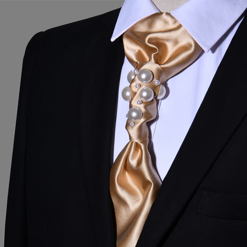 Cravatta da sposa con perle stile vintage da uomo - Champagne - image 15