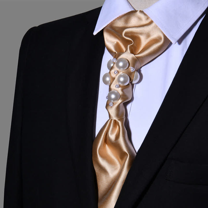 Cravatta da sposa con perle stile vintage da uomo - Champagne - image 15