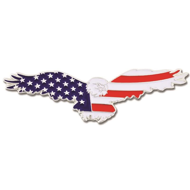 Spilla da uomo con bandiera americana e avvoltoio in smalto