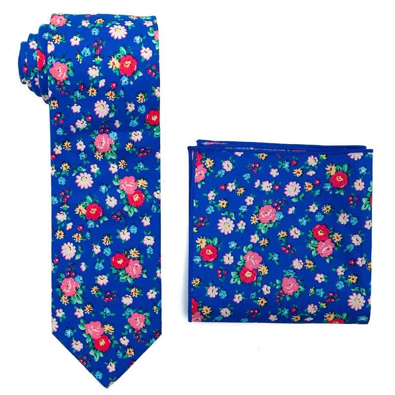 Set di 2 cravatte floreali da uomo con motivo a margherita e rosa