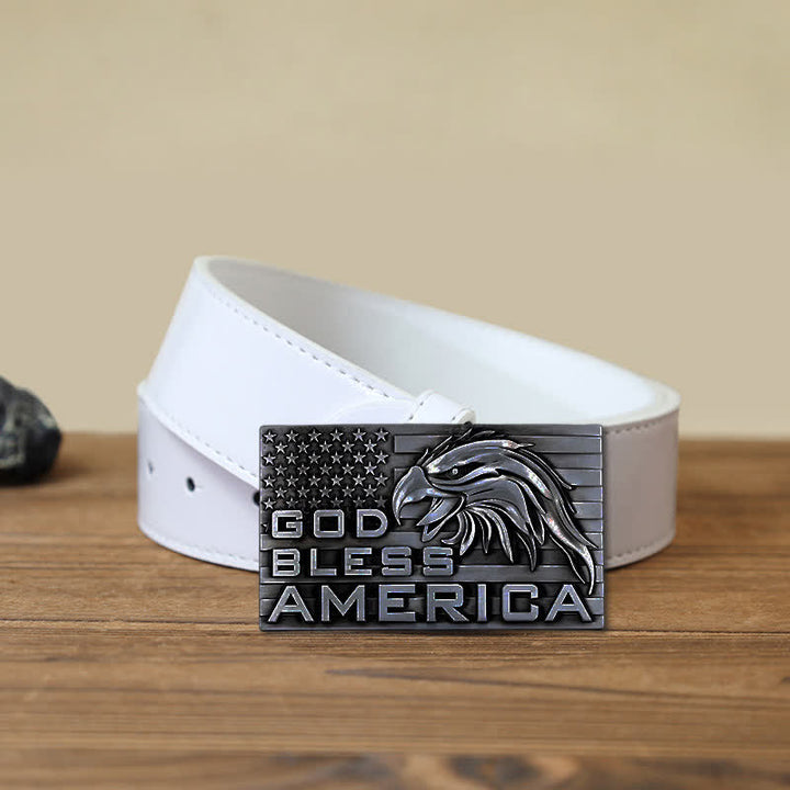Cintura in pelle fai da te con fibbia God Bless America Eagle da uomo