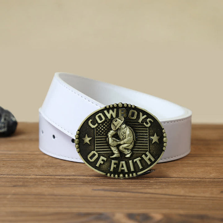 Cintura in pelle con fibbia "Cowboys Of Faith" fai da te da uomo