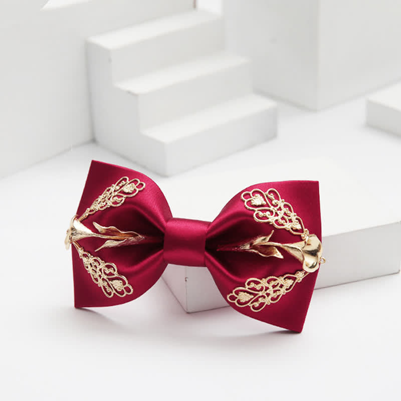 Papillon da uomo con motivo floreale dorato Calla Lily