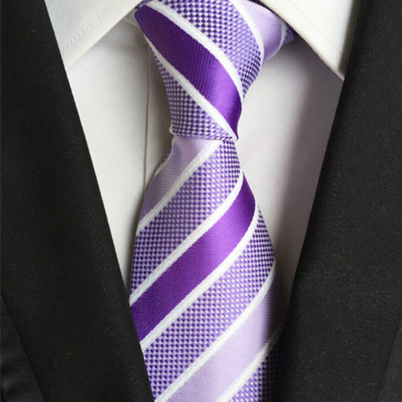 Cravatta a righe colorate di classe da uomo - Viola - image 1