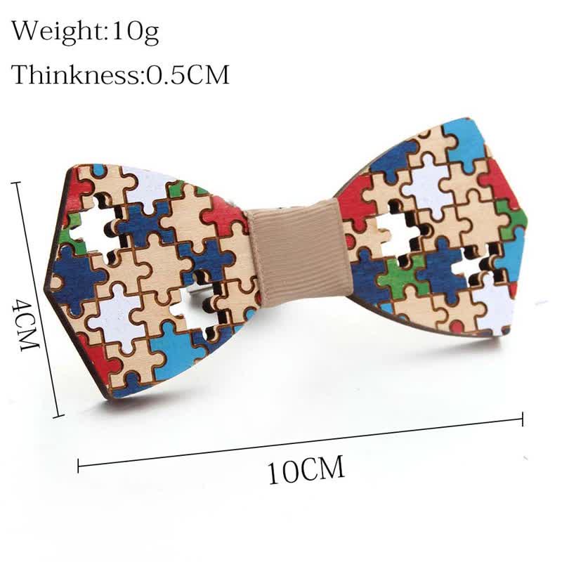 Papillon in legno dipinto da pezzi di puzzle da uomo