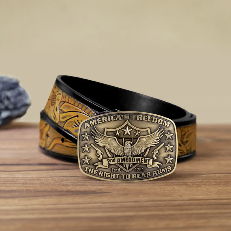 Cintura in pelle con fibbia America's Freedom Eagle fai da te da uomo