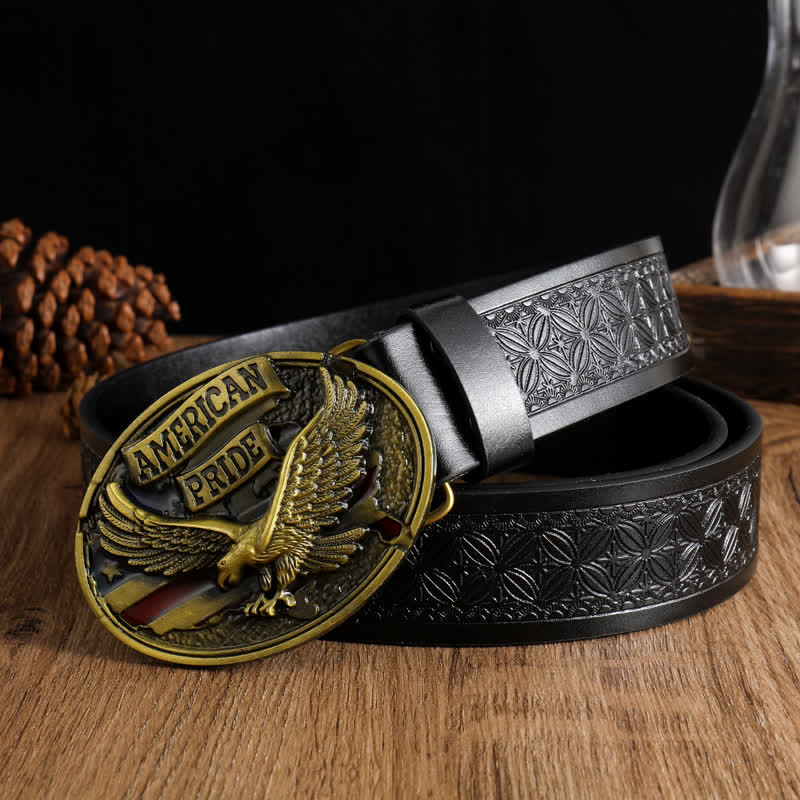 Cintura in pelle da uomo American Pride Bald Eagle