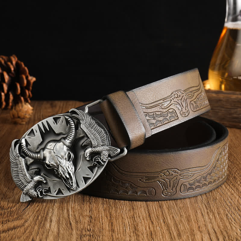 Cintura in pelle vintage Bull & Dual Eagles da uomo - Stile n. 6 - 42 - image 14