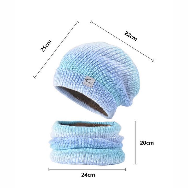 Set di 2 cappelli e sciarpe elastici con gradiente di colore