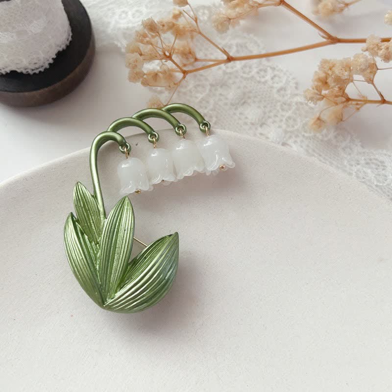 Spilla da donna con mughetto bianco puro