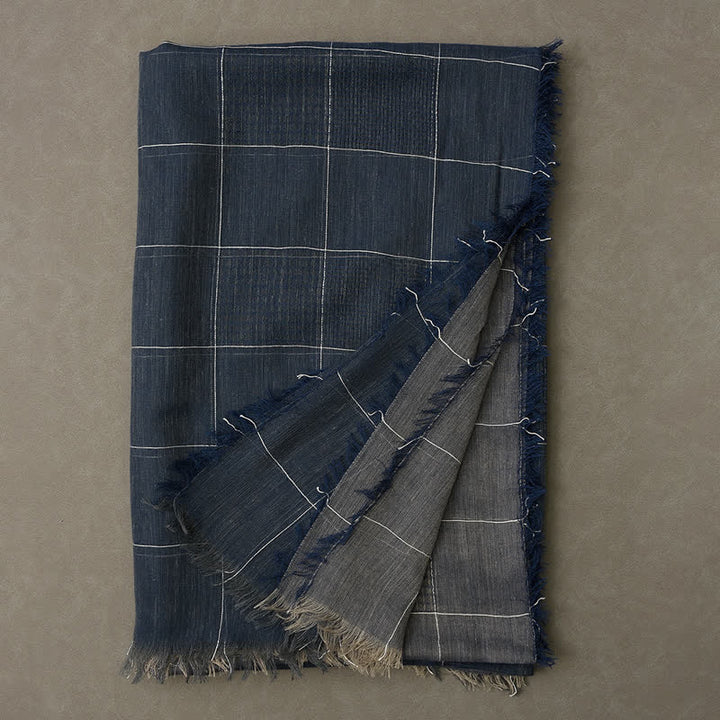 Sciarpa con frange a quadri patchwork bicolore da uomo - image 4