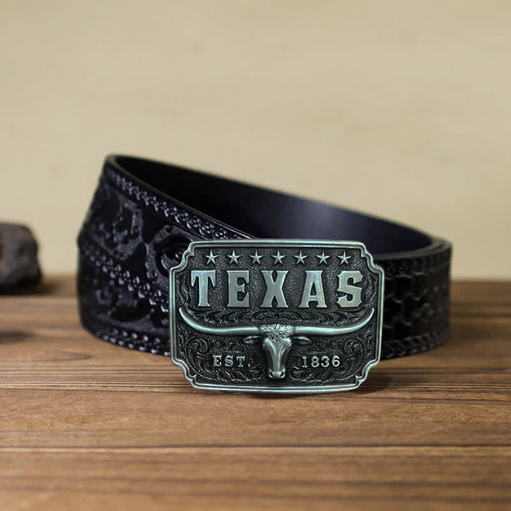 Cintura in pelle con fibbia Texas da cowboy fai da te da uomo