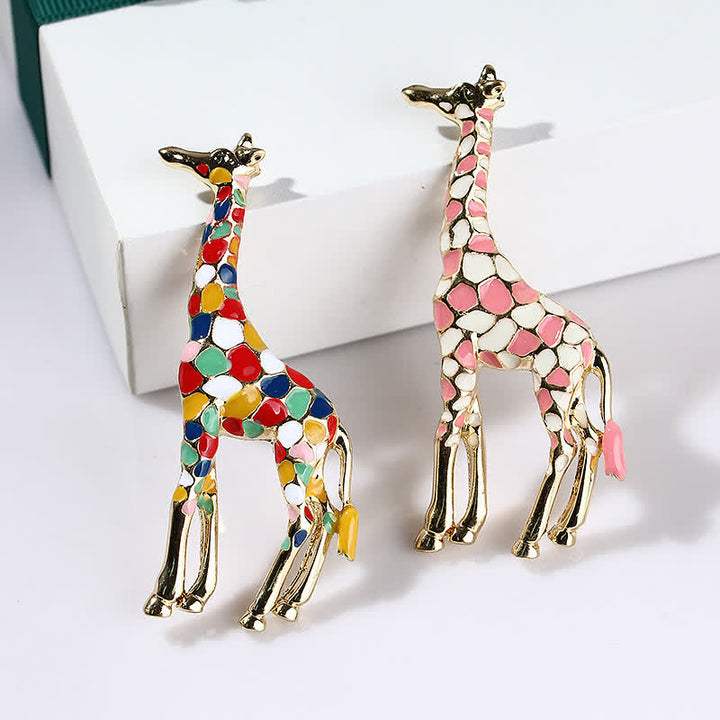 Spilla da donna a forma di giraffa in smalto lucido con motivo a cartoni animati