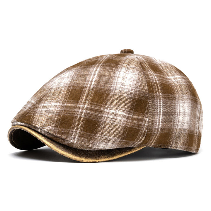 Berretto a quadri versatile, retrò e artistico, autunno e inverno - Cachi - Regolabile (22 1/2"-24") - image 9