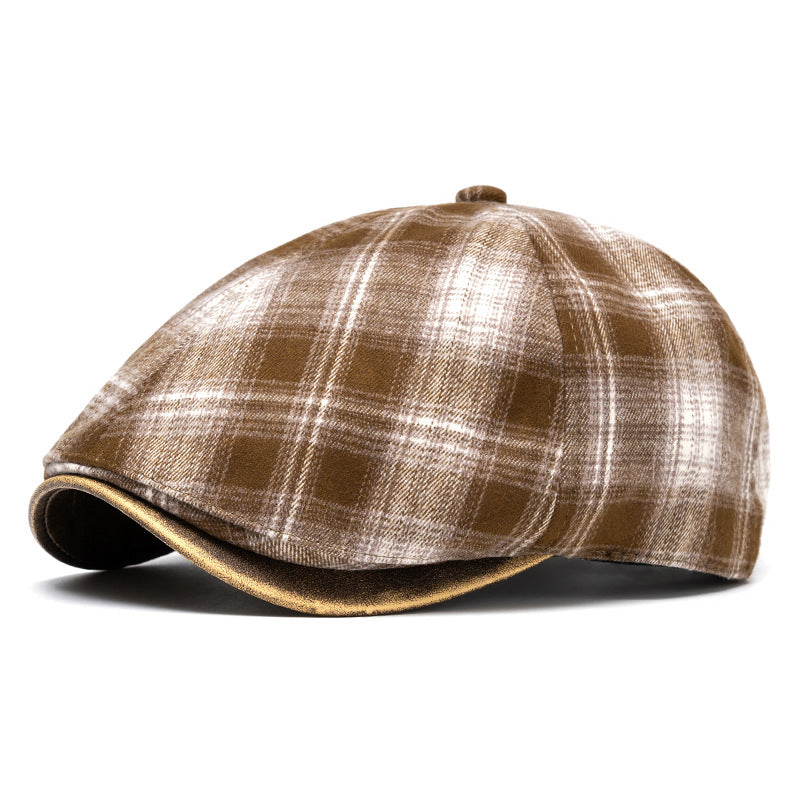 Berretto a quadri versatile, retrò e artistico, autunno e inverno - Cachi - Regolabile (22 1/2"-24") - image 10