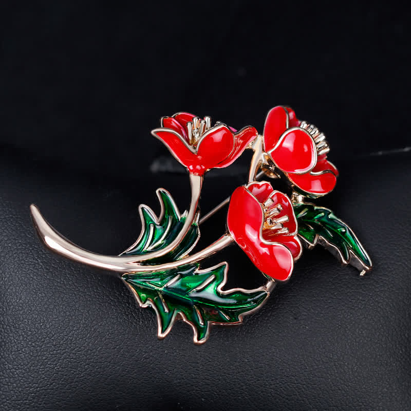 Spilla unisex a forma di mazzo di fiori e papaveri