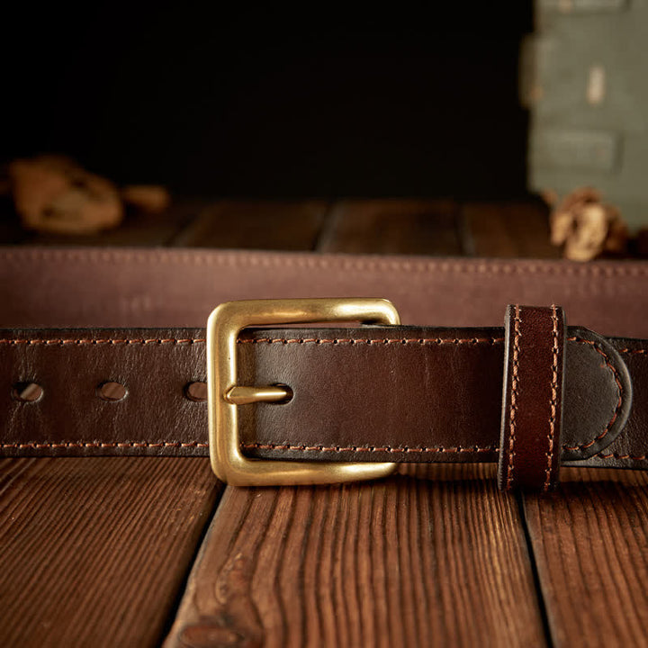 Cintura in pelle con fibbia a un ardiglione vintage da uomo