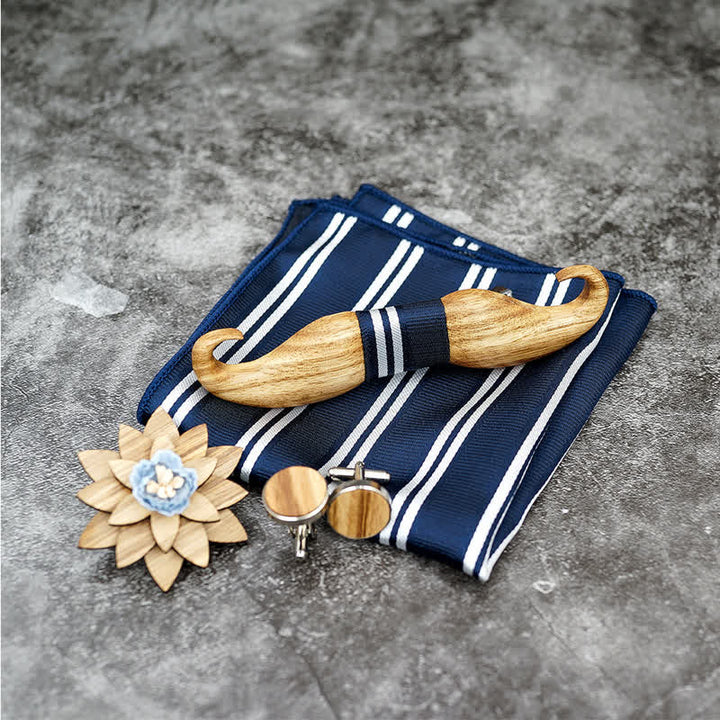 Set di 4 papillon in legno con baffi Burlywood da uomo