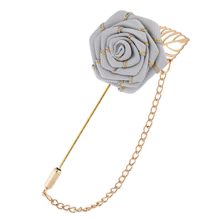 Spilla a catena con camelia floreale da uomo - Grigio - image 8