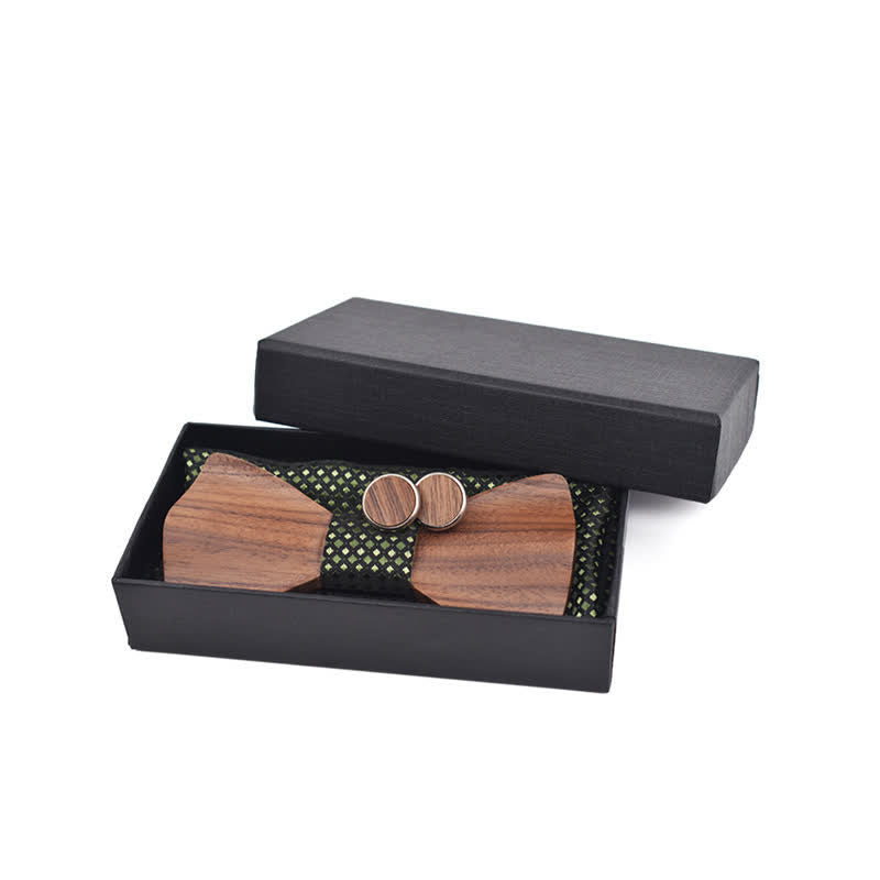 Set di 3 papillon in legno di noce nero da uomo