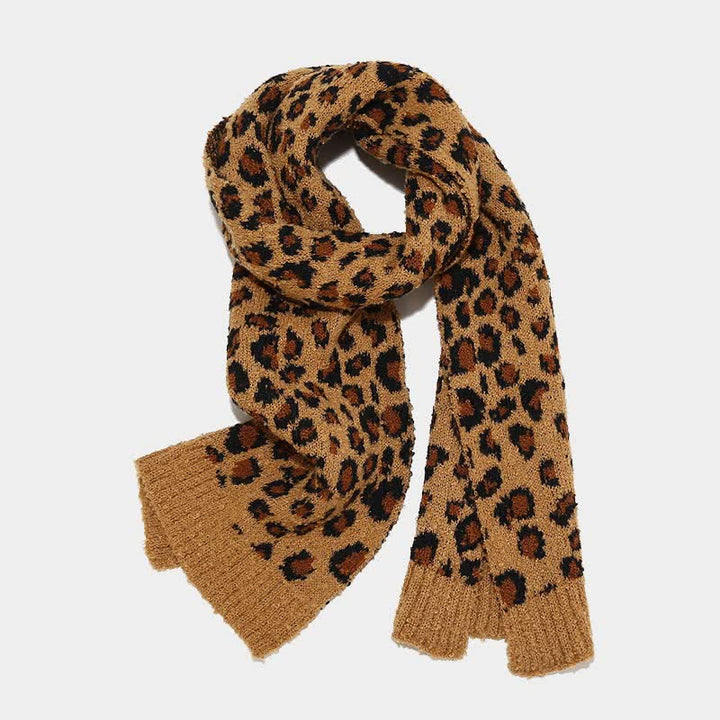 Set di 3 cappelli, sciarpe e guanti con stampa leopardata da donna
